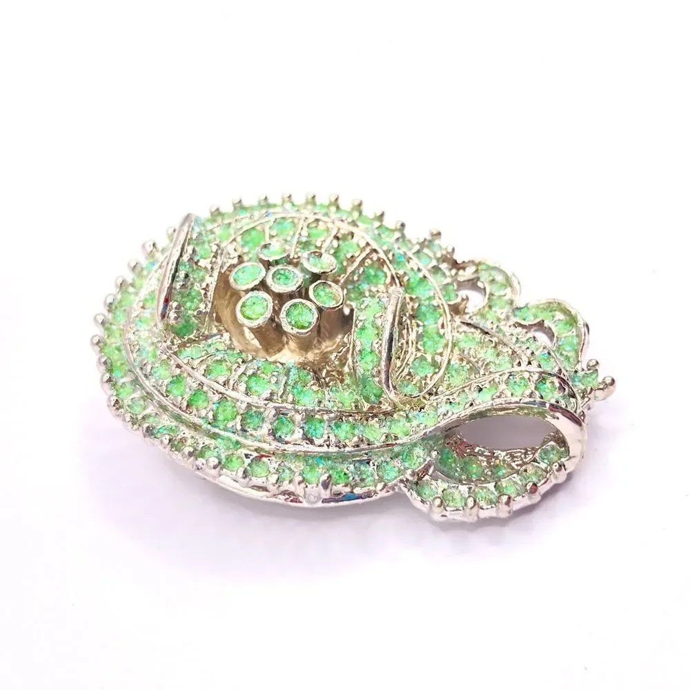Green Sparkle Brooch Glitter Lapel Pin